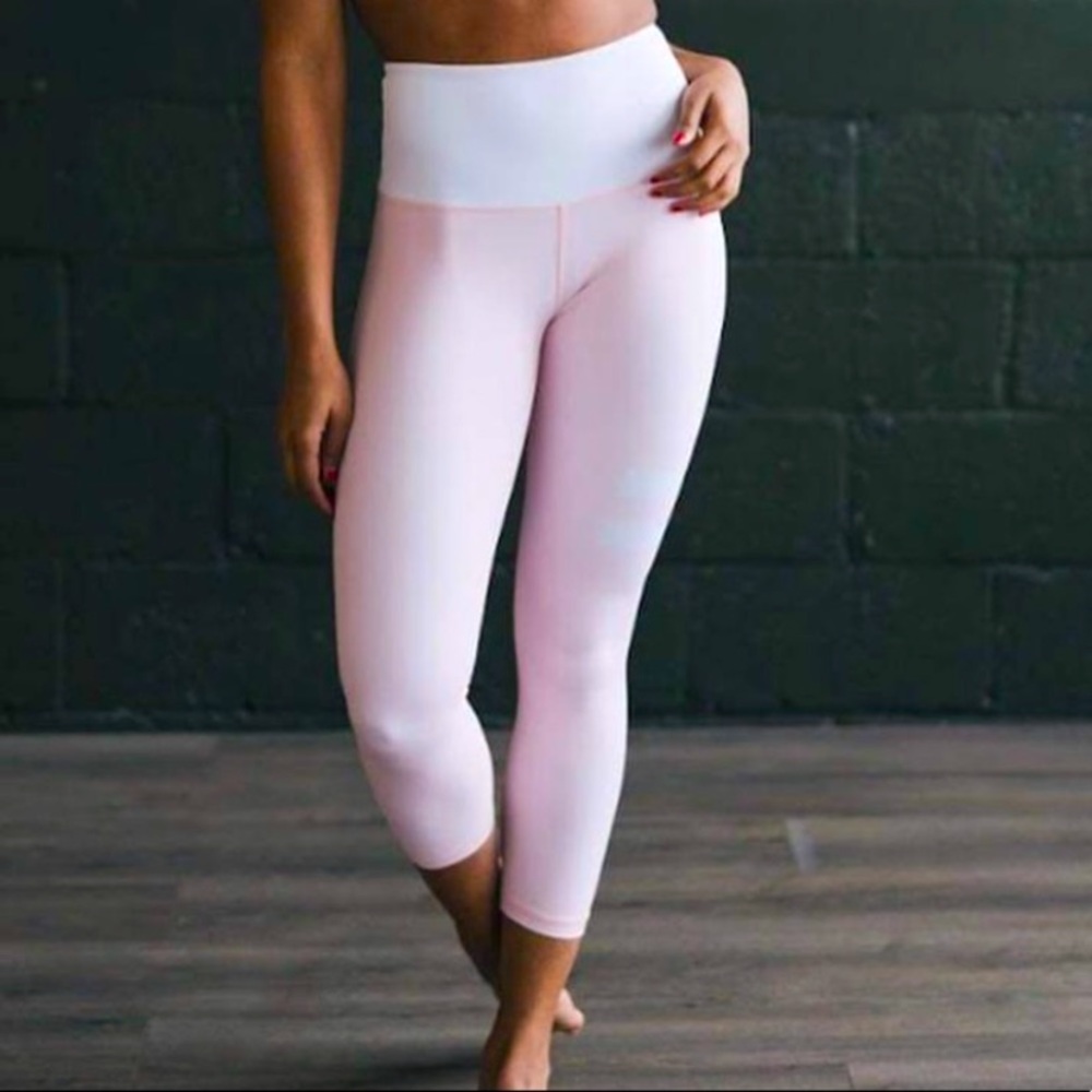 ZYIA light n tight blush pink with white stripes- RARE!!!